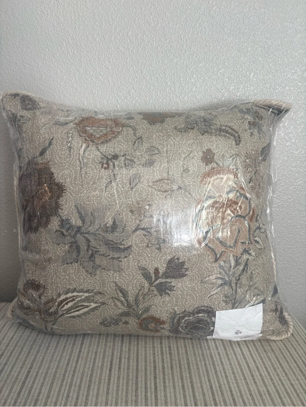 NWT Floral with Trim Cord Throw Pillow Beige - Studio McGee